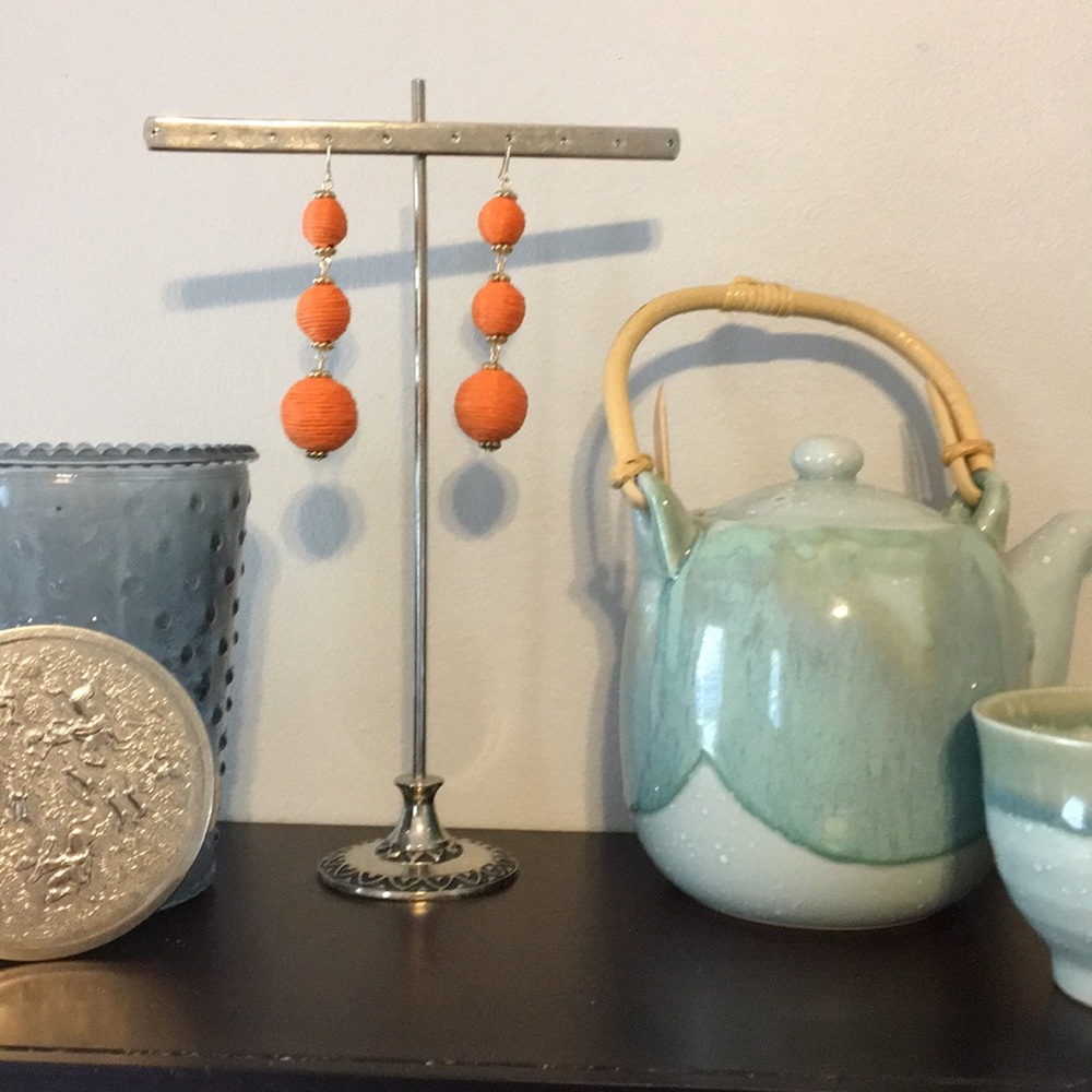 Three Drop Orange Earrings
